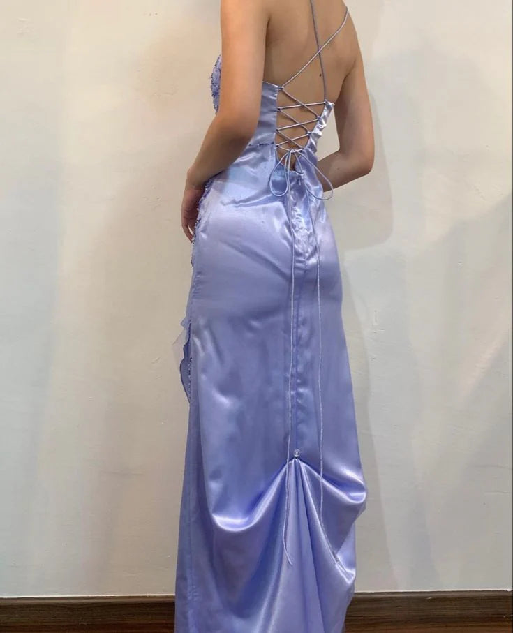 A-line Spaghetti Straps Prom Dress With Slit