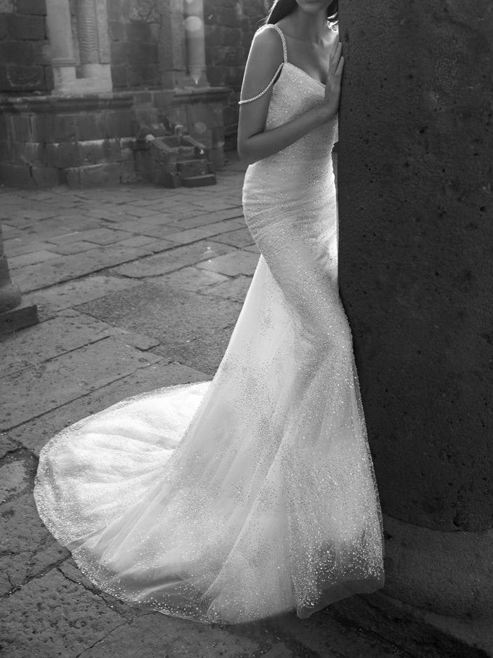 Weitese Dress Formal Stunning White Backless Mermaid Shiny Prom Gown Wedding Dress Party Dress Formal Wear Dresses/Jewelry not included