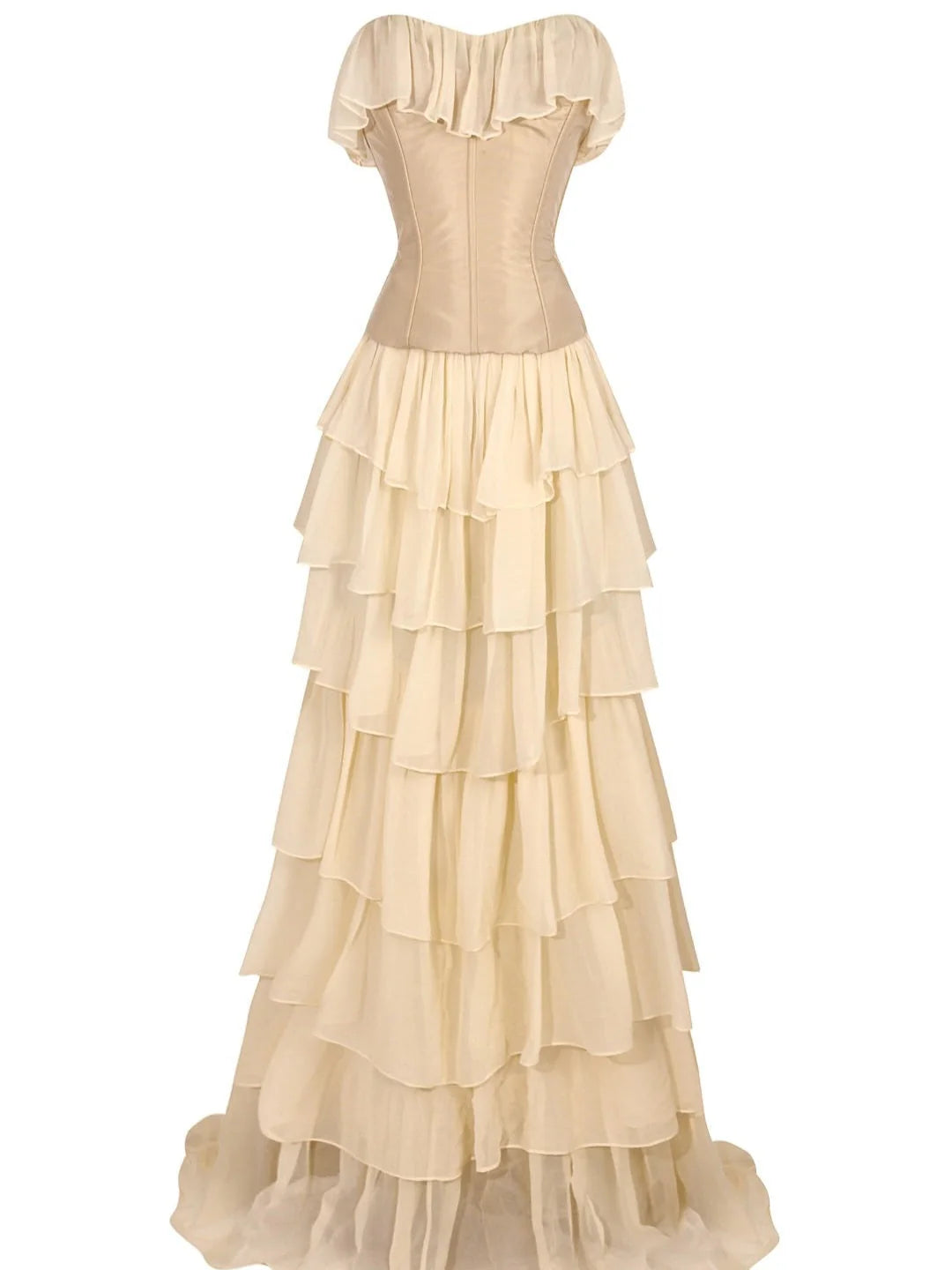 Weitese Dress Prom Dress Stores Ivory Strapless Chiffon Tiered Sheath Gorgeous Evening Dress Formal Dresses