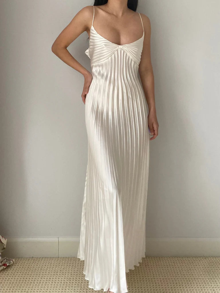 Weitese Dress Prom Dress Stores White Spaghetti Straps A-Line Pleated Elegant Long Party Dress Formal Women's Dresses