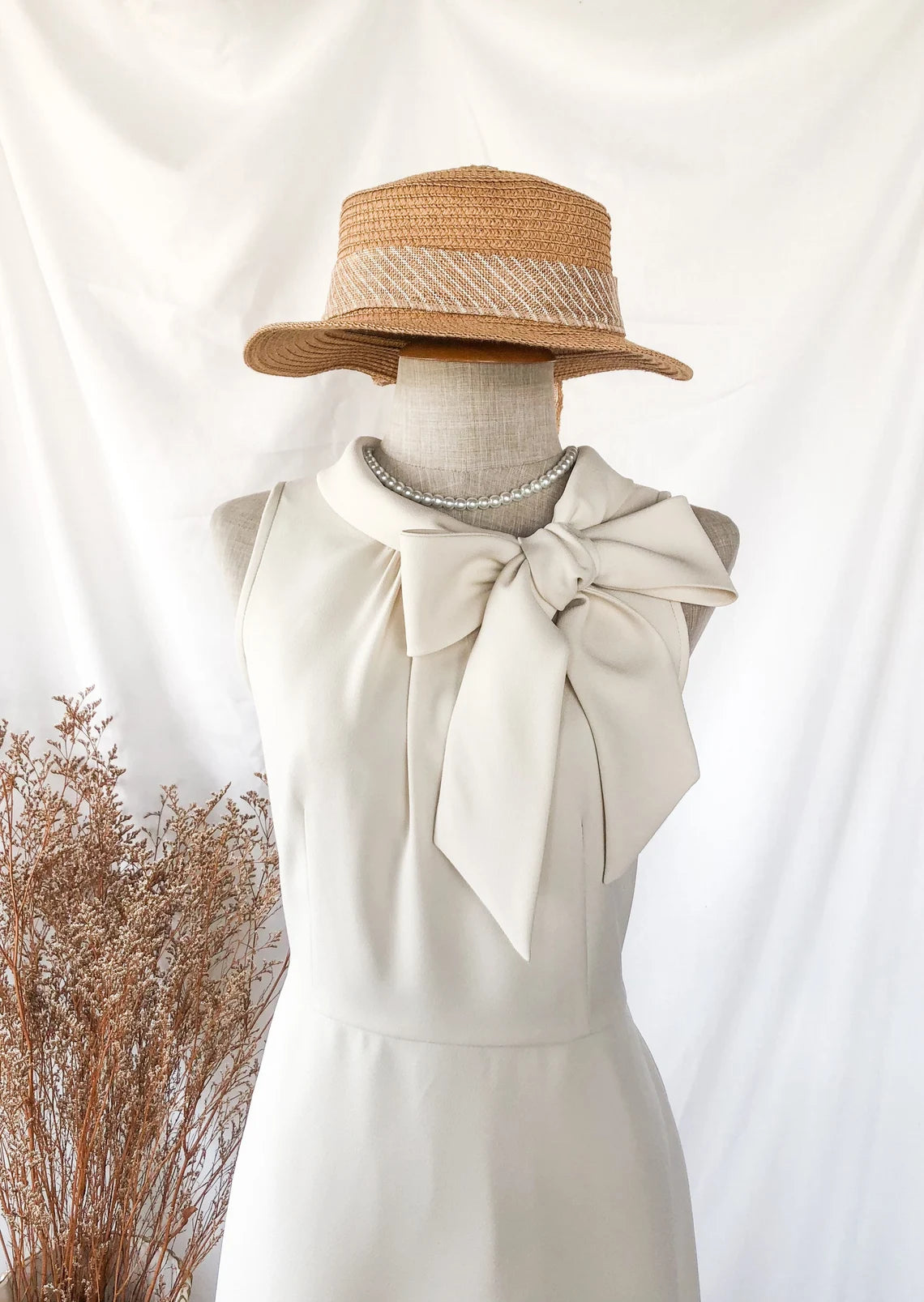 Paris Cream Wedding Dress Round Neck Big Bow Elegant Party Bridesmaid Gown Sleeveless Prom Dress Christmas Dres