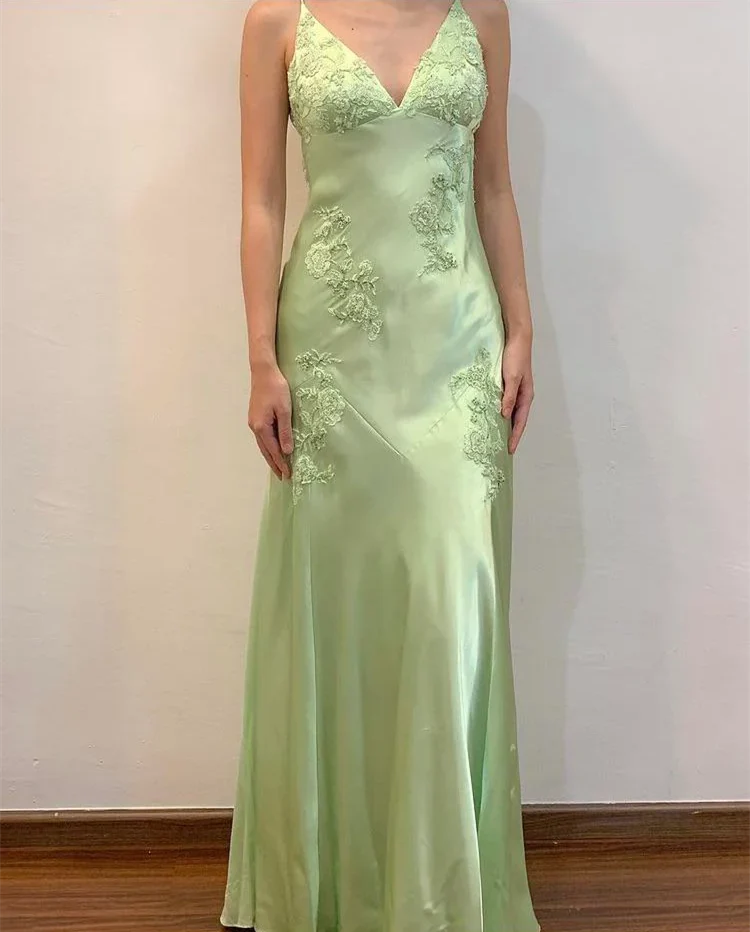 Weitese Dress Sage Green Vintage V Neck Beading Long Party Dress Formal Wear Dresses Dresses Plus Size Formal