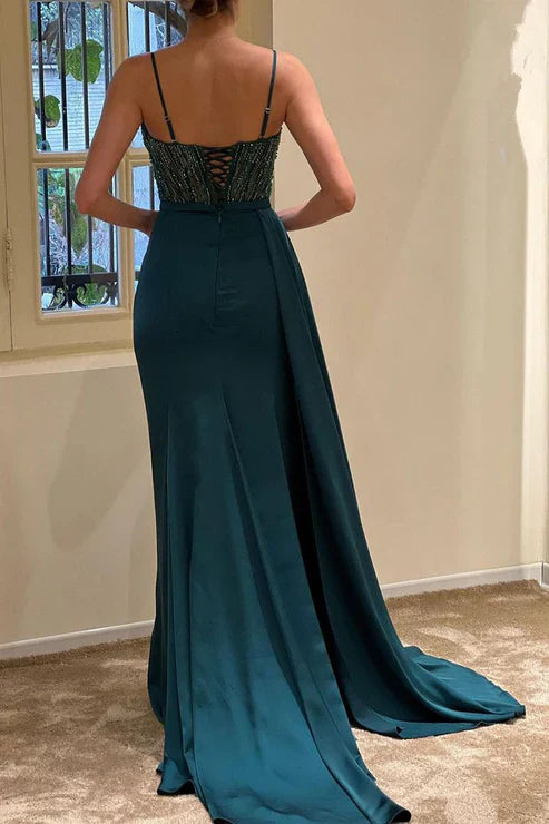 Weitese Dress Prom Dress Stores Gorgeous Straps Beading Sheath Long Formal Party Dress Formal Women's Dresses
