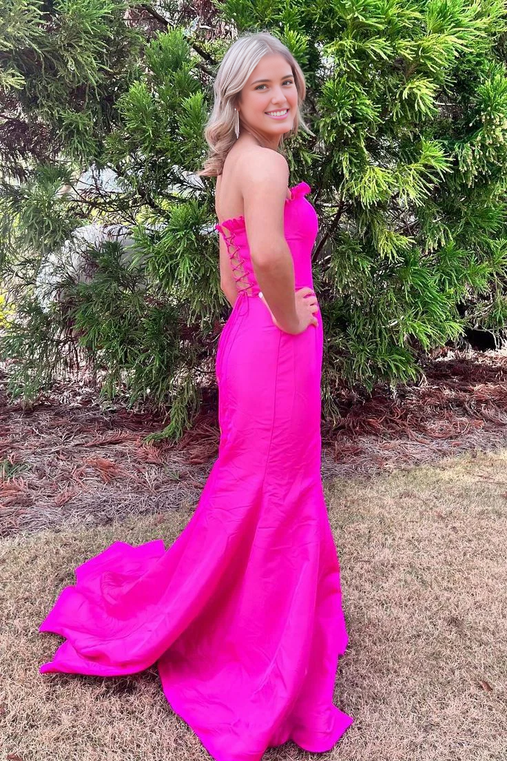 Vestidos formales Weitese para mujer, vestido de fiesta de sirena sin tirantes con volantes, vestidos largos de graduación, tienda de vestidos de graduación 