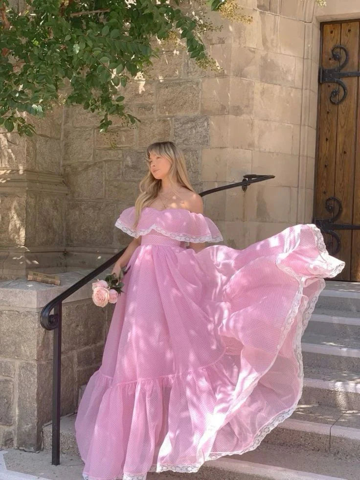 Robes de soirée Weitese, rose, épaules dénudées, coupe trapèze, robe de soirée longue et douce, robes de bal, boutiques, robes formelles pour femmes 