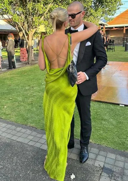 Weitese Formal Wear Dresses Green Backless Elegant Long Party Dress with Slit Prom Dresses Shops Formal Women's Dresses
