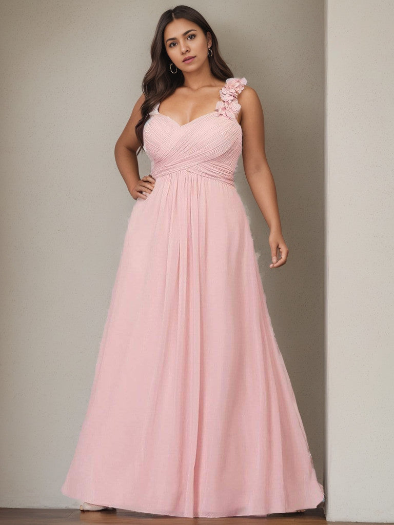 Robe de demoiselle d'honneur longue en mousseline de soie à une épaule Weitese grande taille