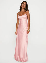 pink criss cross dress Simple Hot Pink Criss Cross Long Evening Dresses Silk Satin Prom Dresses With Slit