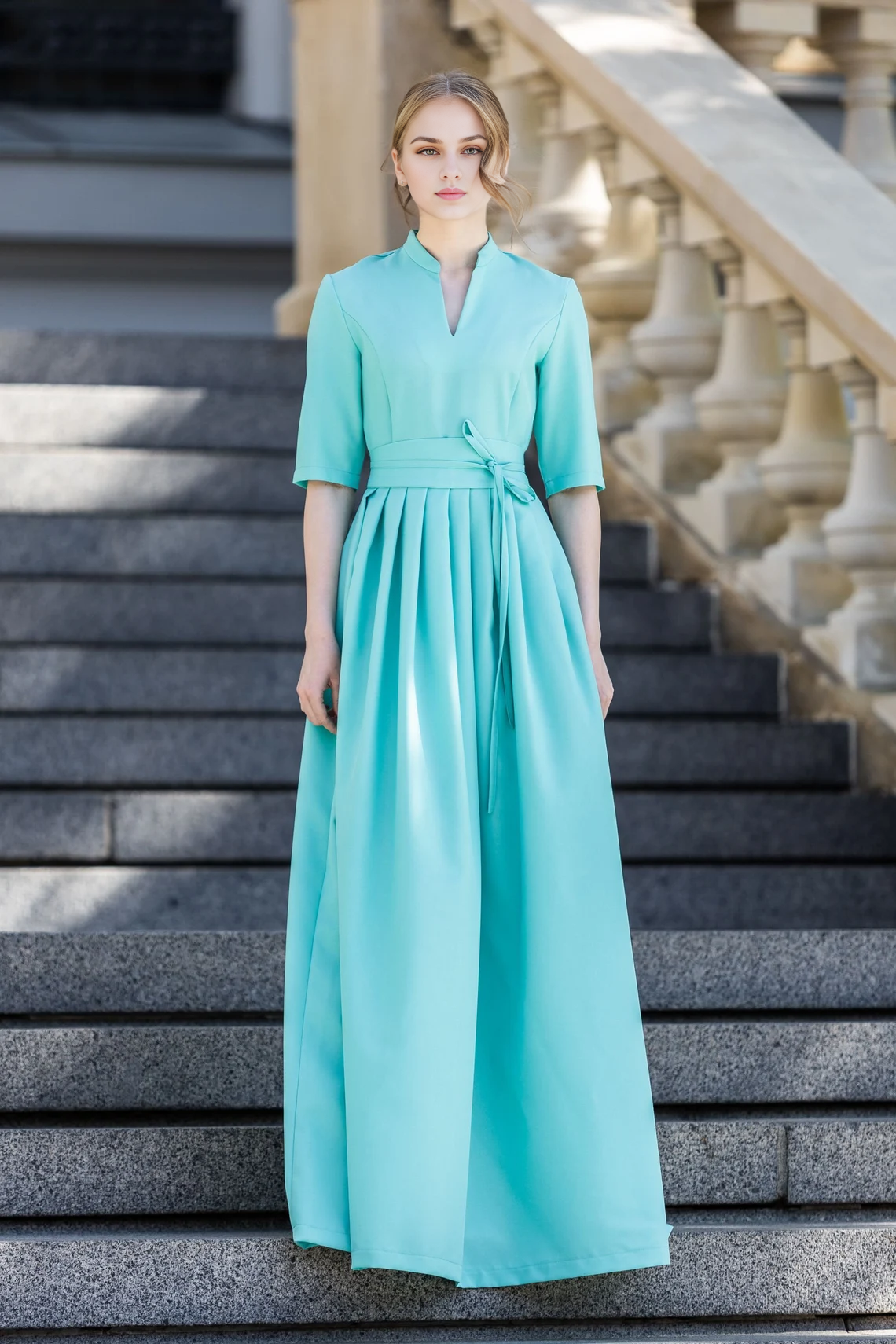 Pleated Maxi Dress Evening Gown Wedding Guest Dress Floor Length Dress Bridesmaid Dress Event Plus Size Clothing Bohemian Prom Dress