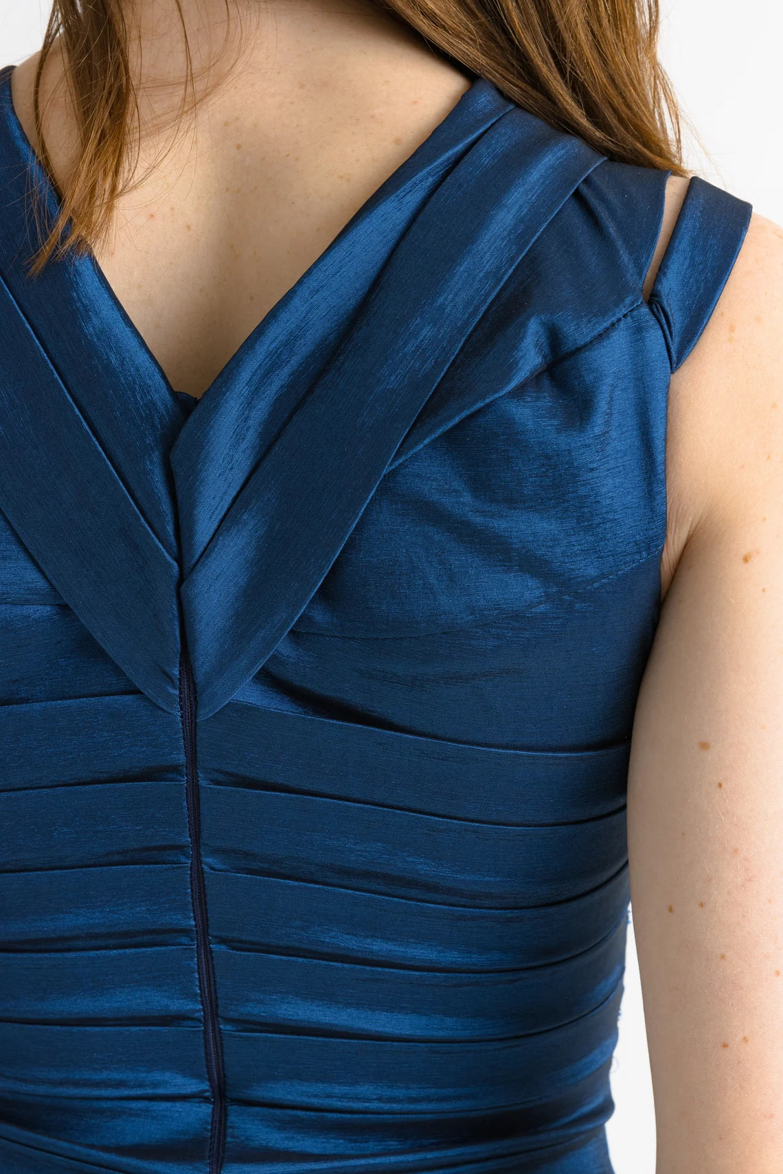 Vestido de fiesta de graduación sin mangas, largo hasta el suelo, con hombros descubiertos y corte sirena plisado 