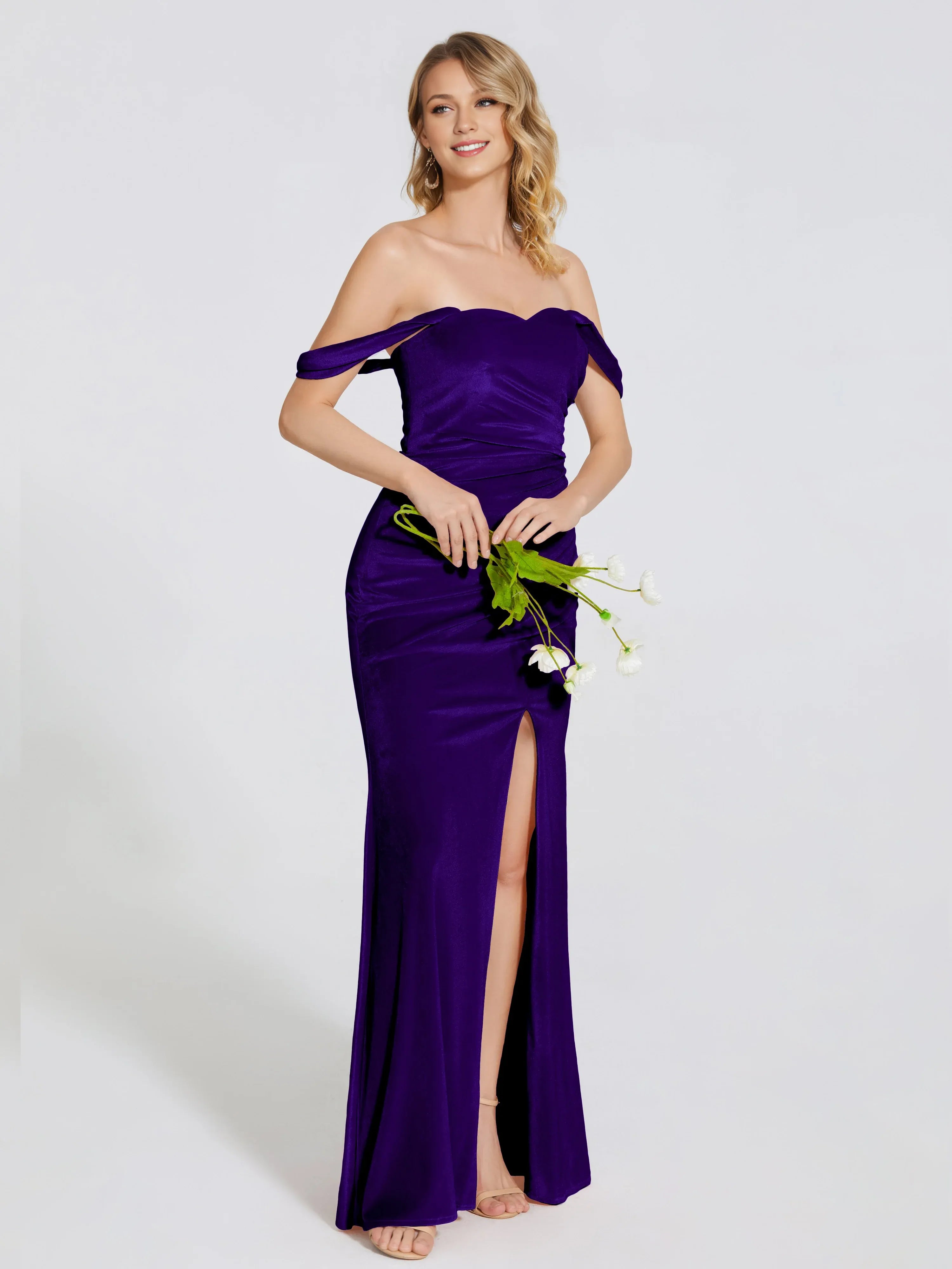 Fashion Trumpet Off Shoulder Sleeveless Backless Floor-Length Prom Dress