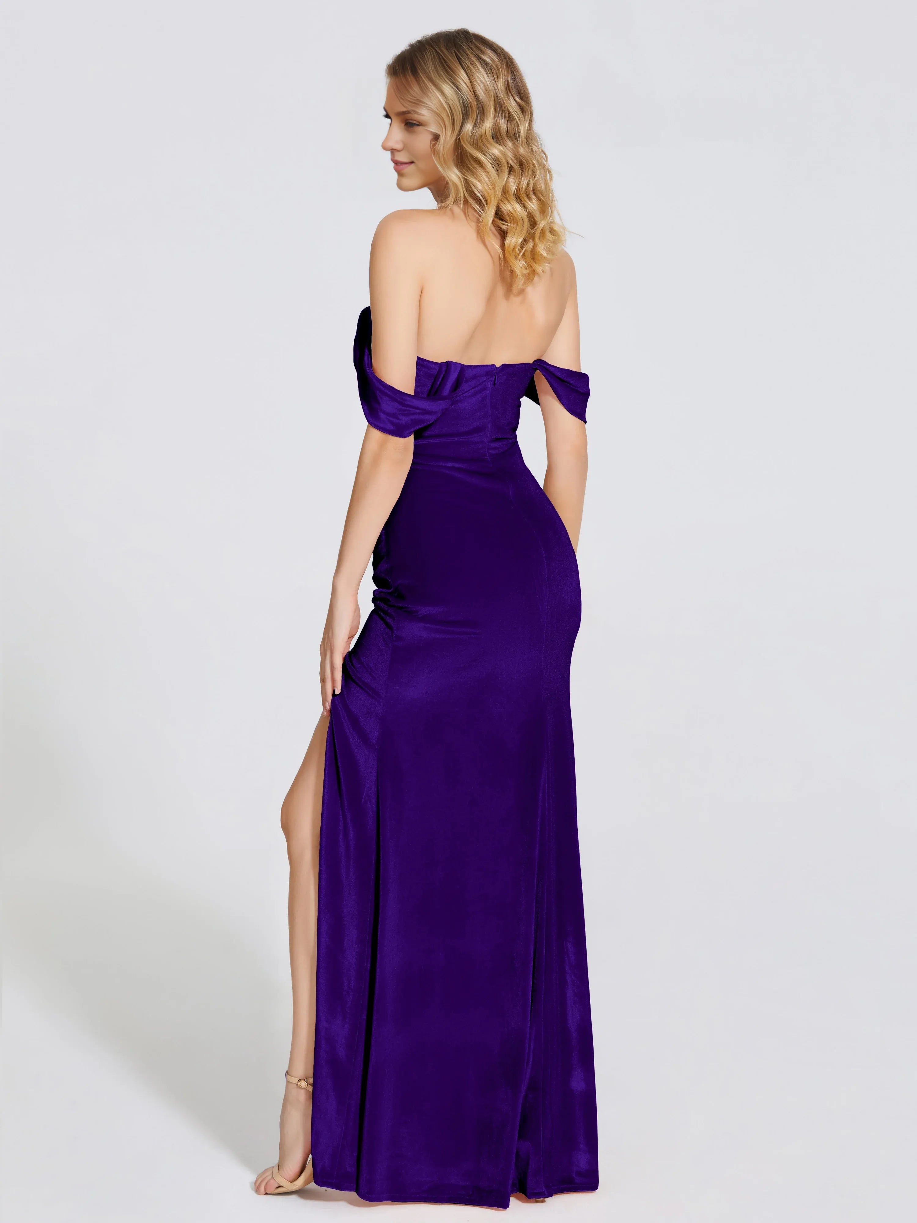 Fashion Trumpet Off Shoulder Sleeveless Backless Floor-Length Prom Dress