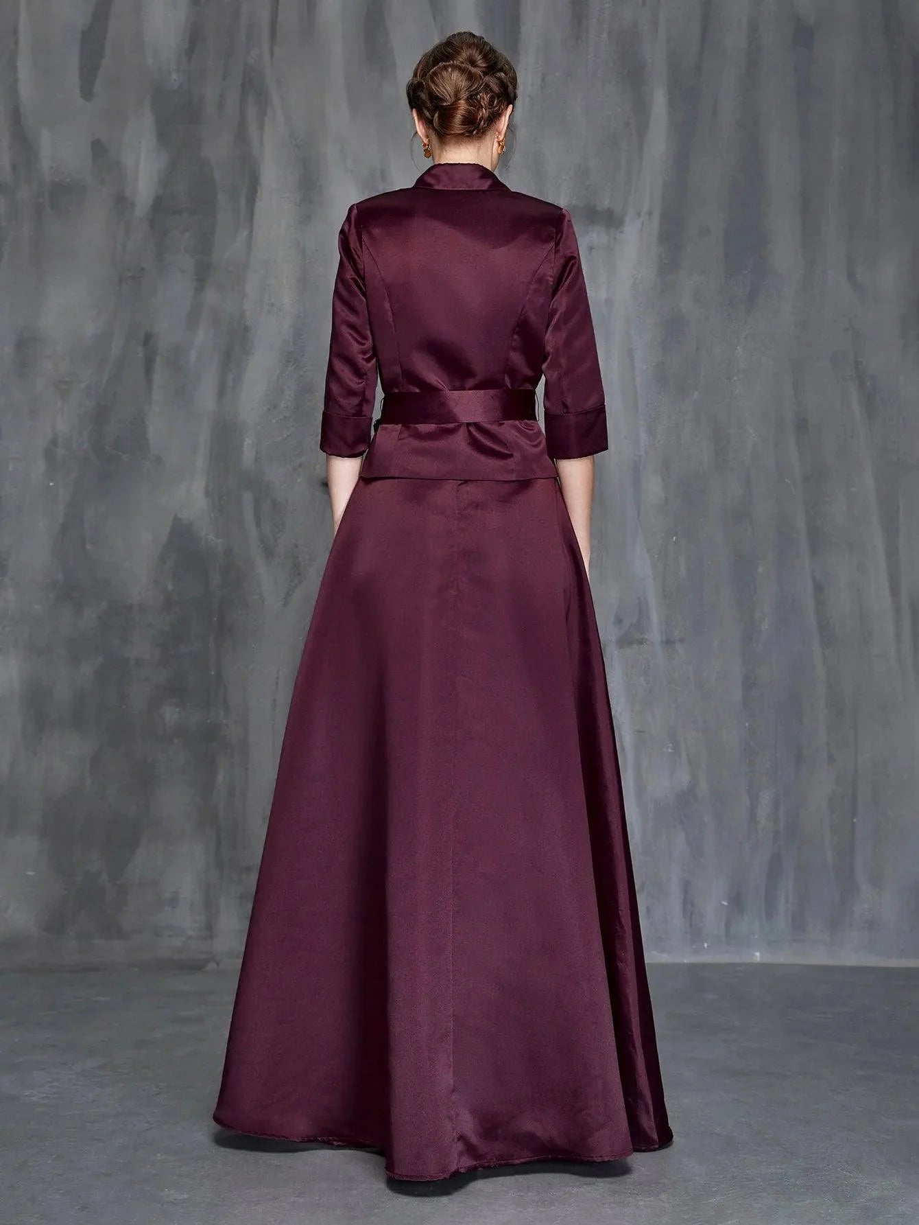Pretty A-Line V Neck Long Sleeve Floor-Length Mother of the Bride Dress