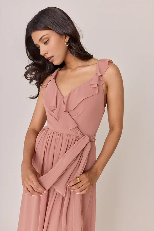 Pretty A-Line V Neck Sleeveless Chiffon Floor-Length Prom Dress