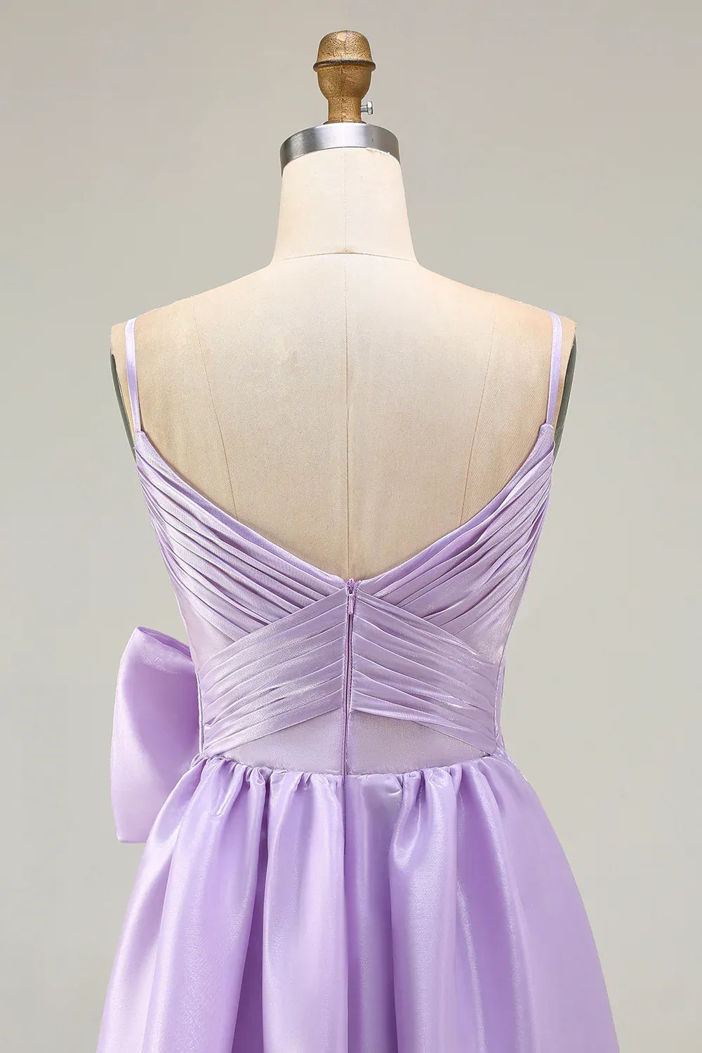 Pretty A Line Spaghetti Straps Sleeveless Satin Bowed Floor-Length Prom Dress