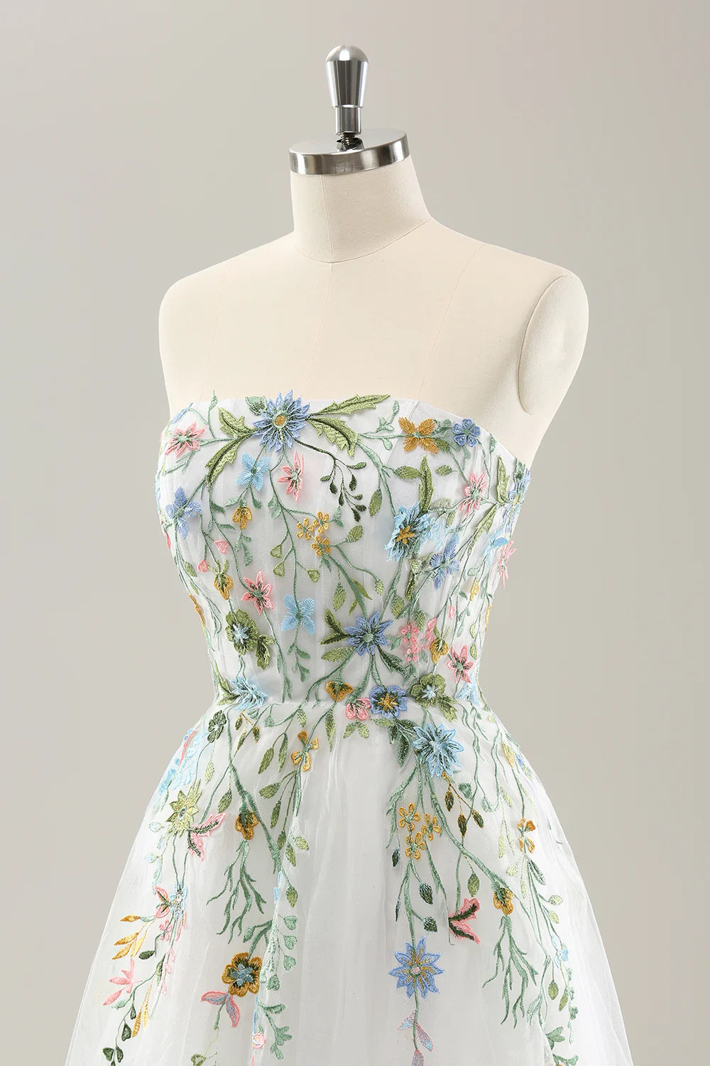 Pretty A Line Strapless Neck Sleeveless Lace Up Sweep/Brush Train Wedding Dress