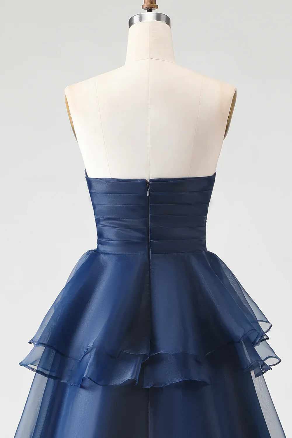 Pretty A Line Strapless Sleeveless Organza Ruffled Floor-Length Prom Dress