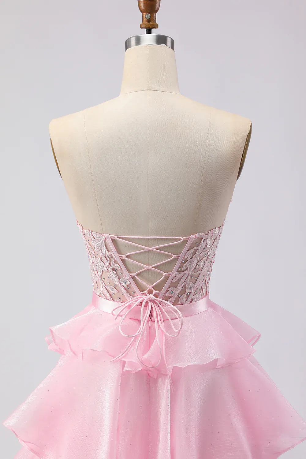 Pretty A Line Strapless Sleeveless Tulle Tiered Floor-Length Prom Dress