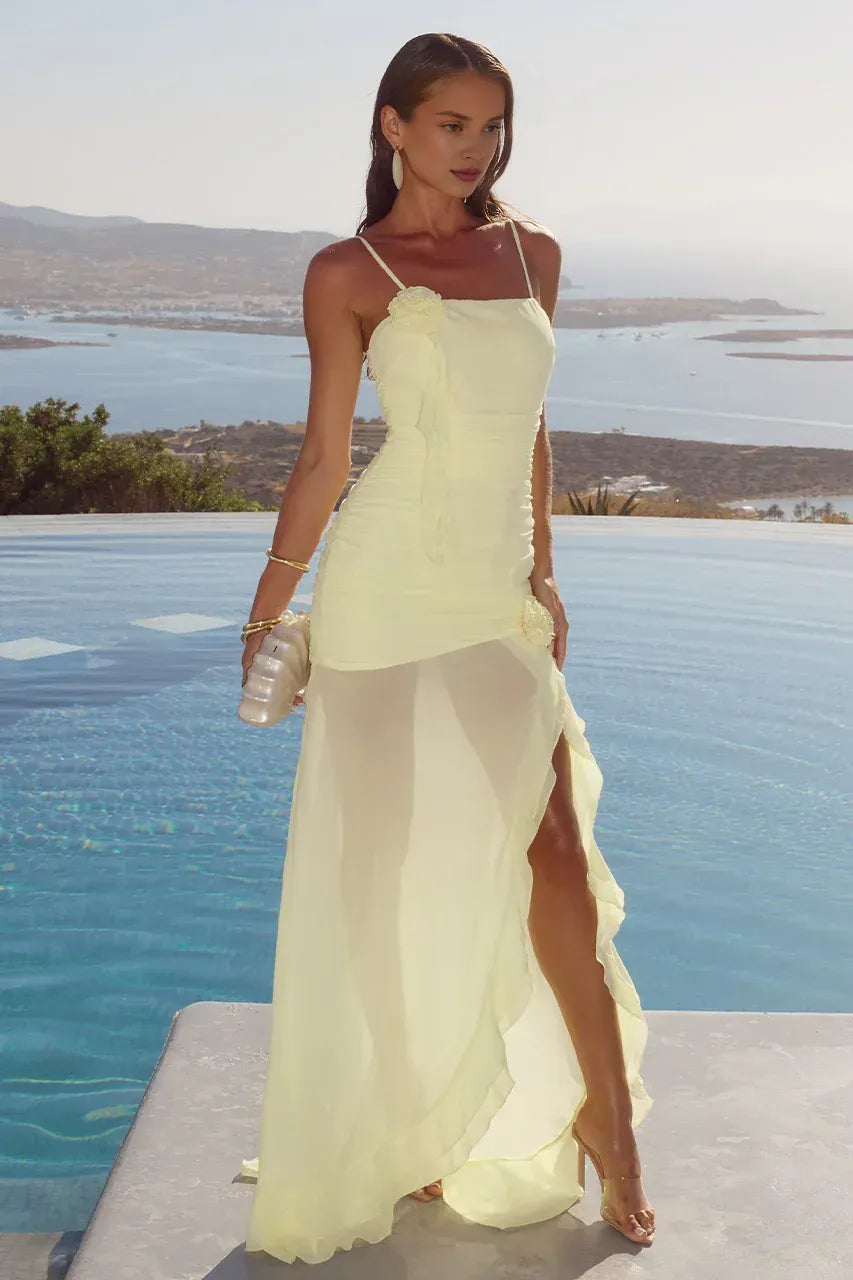 Pretty Bodycon Spaghetti Straps Sleeveless Split Floor-Length Prom Dress