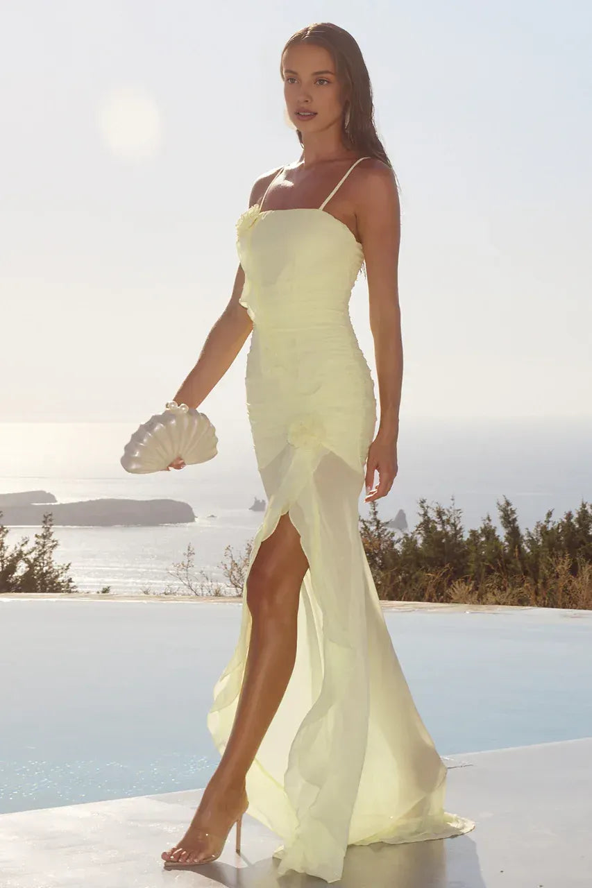 Pretty Bodycon Spaghetti Straps Sleeveless Split Floor-Length Prom Dress