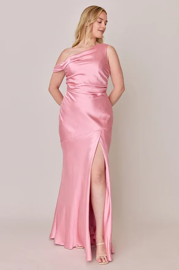 Pretty Fitted Trumpet Asymmetrical Neck Sleeveless Backless Floor-Length Prom Dress