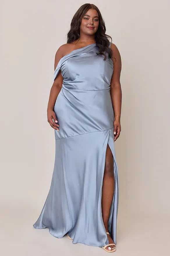 Pretty Fitted Trumpet Asymmetrical Neck Sleeveless Backless Floor-Length Prom Dress