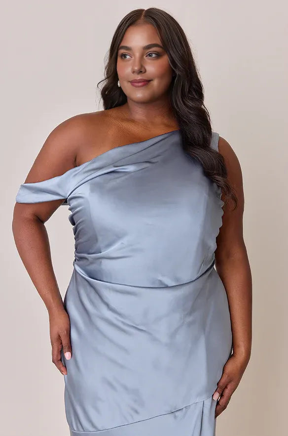 Pretty Fitted Trumpet Asymmetrical Neck Sleeveless Backless Floor-Length Prom Dress