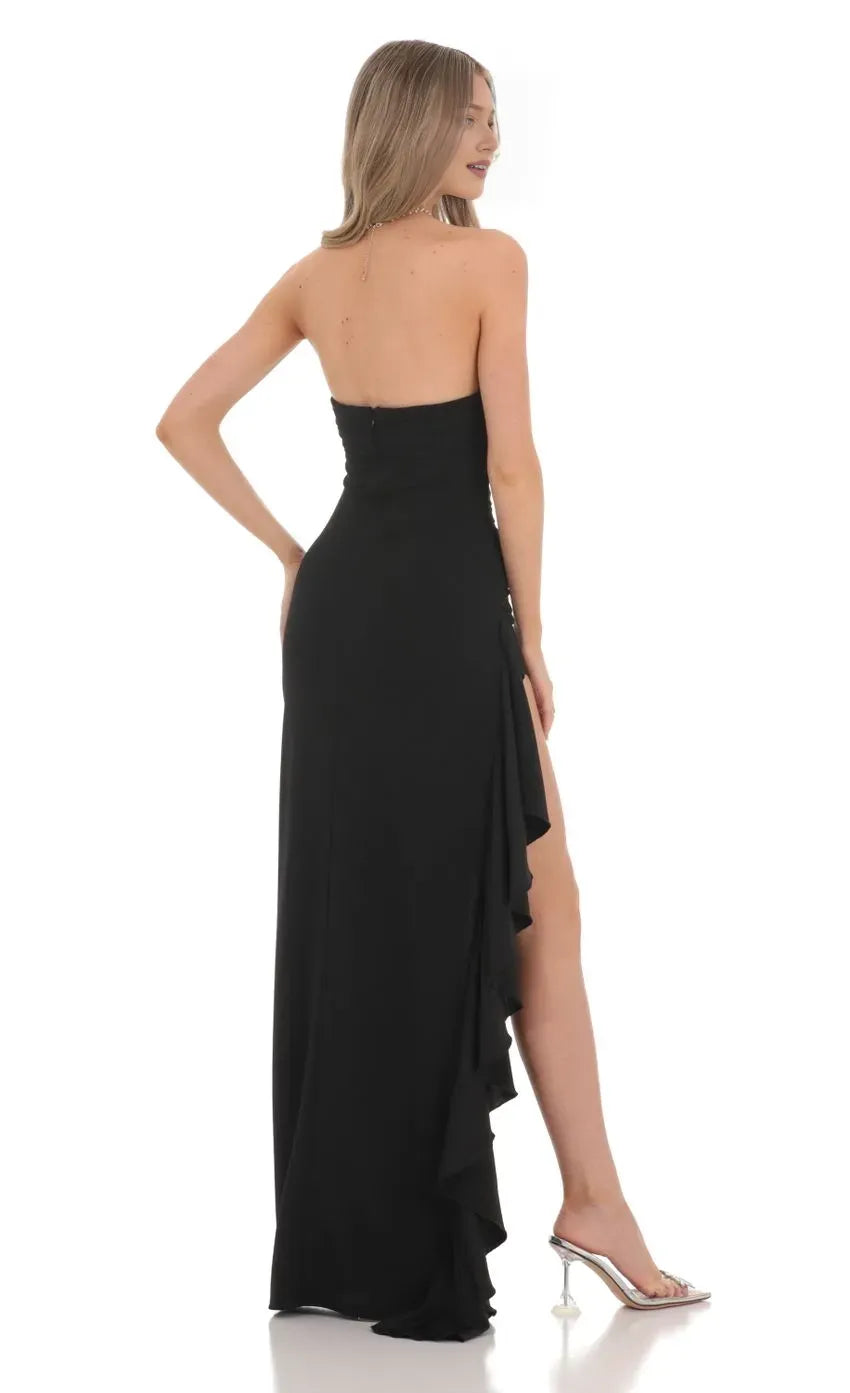 Pretty Sheath/Column Strapless Sleeveless Zipper Up Floor-Length Prom Dress