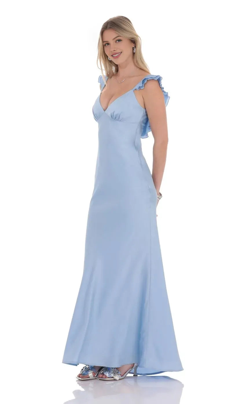 Pretty Sheath/Column V Neck Sleeveless V Back Floor-Length Prom Dress