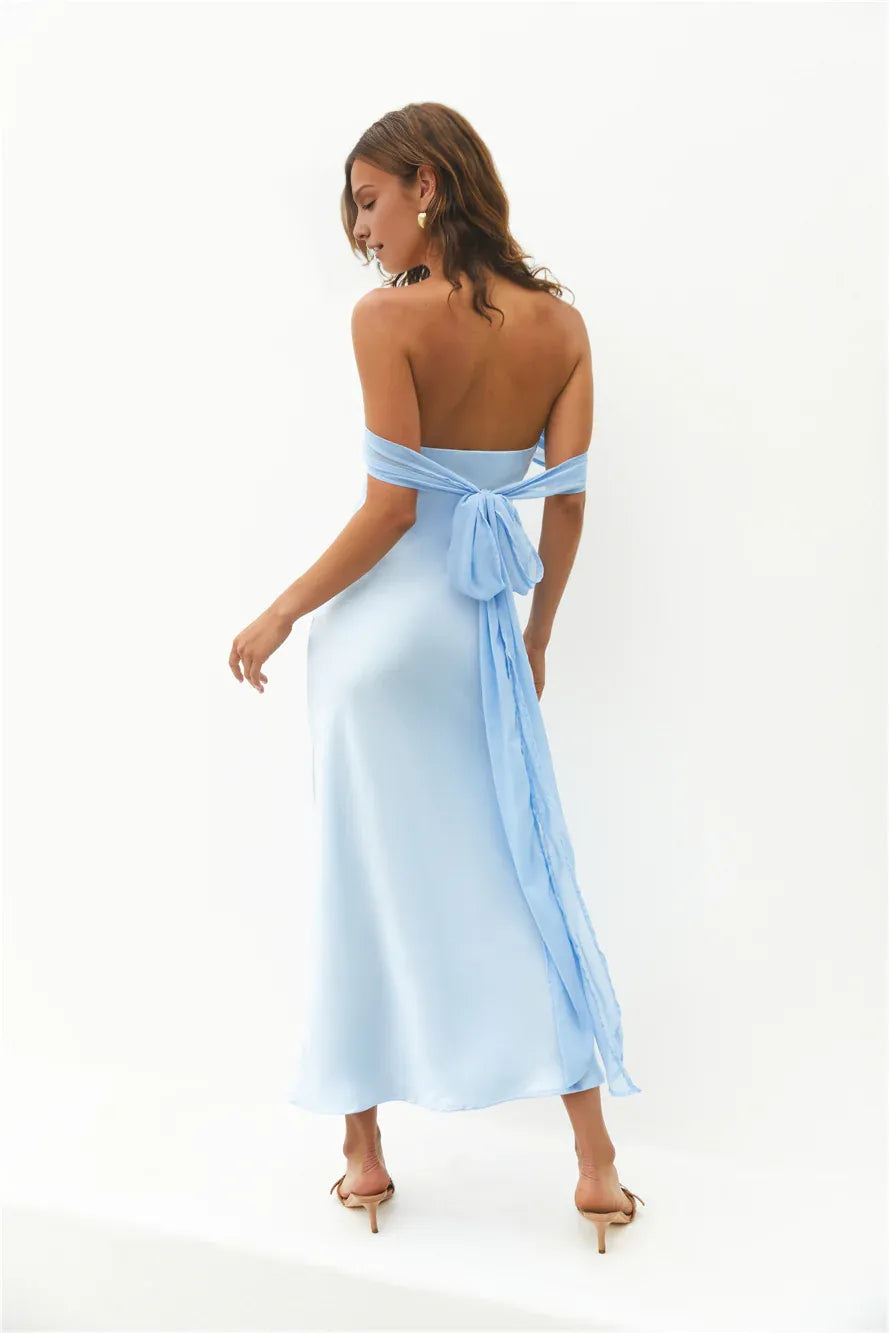Pretty Bodice Strapless Sleeveless Backless Ankle-Length Cocktail Dress
