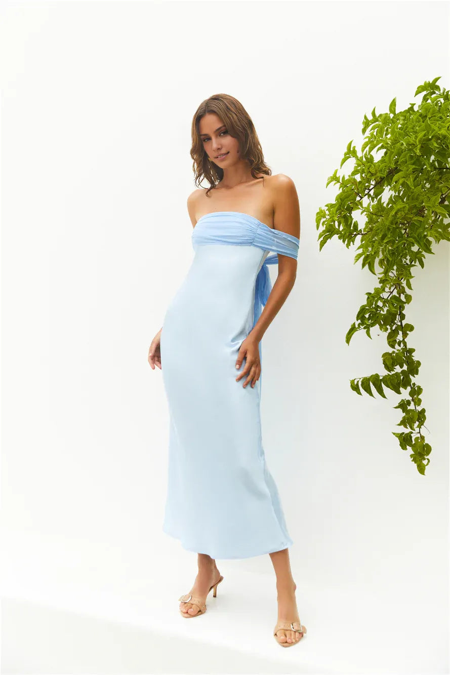 Pretty Bodice Strapless Sleeveless Backless Ankle-Length Cocktail Dress