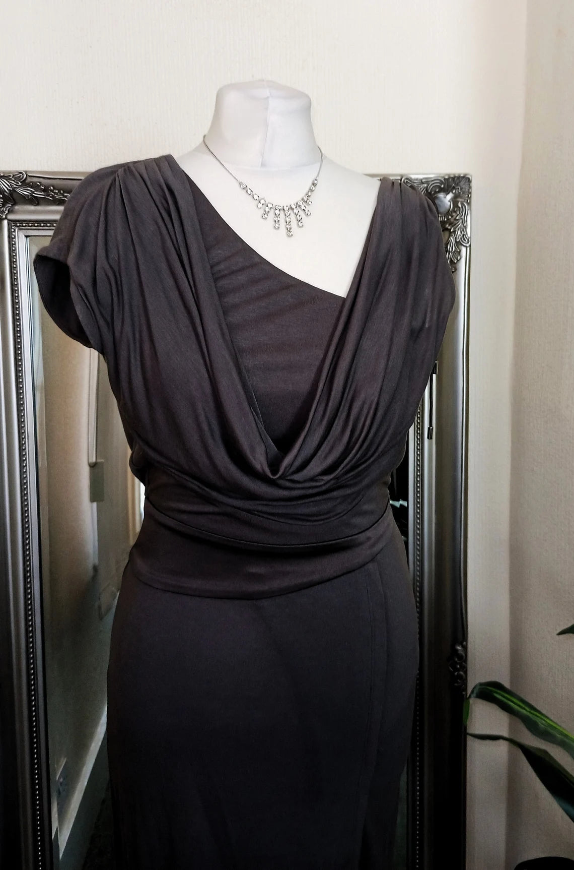 Prom Ball Gown Cowl Neck Dress Backless Grecian Style Dress Evening Dress Floor Length Maxi Dress Grey