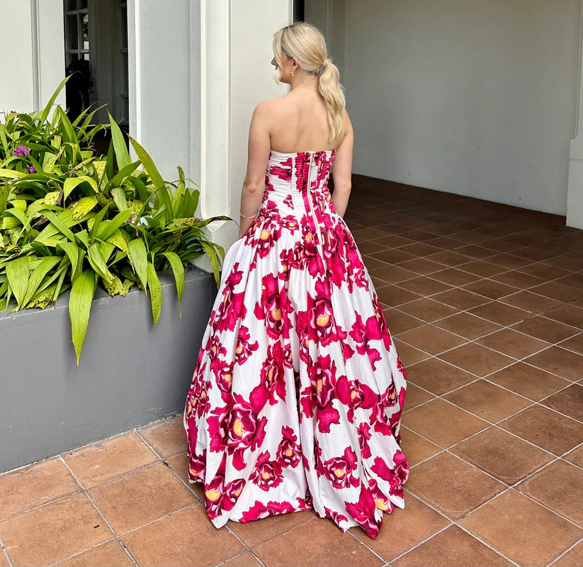 Weitese Dress Prom Dress Stores Strapless Floral A-Line Charming Long Prom Dress Birthday Outfits Party Dress Formal Women's Dresses