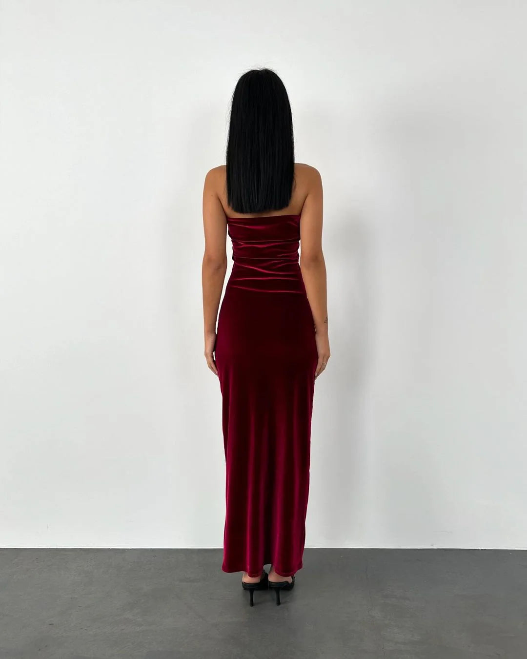 Weitese Formal Women's Dresses Strapless Sheath Long Prom Dress Burgundy Birthday Outfit Prom Dress Store