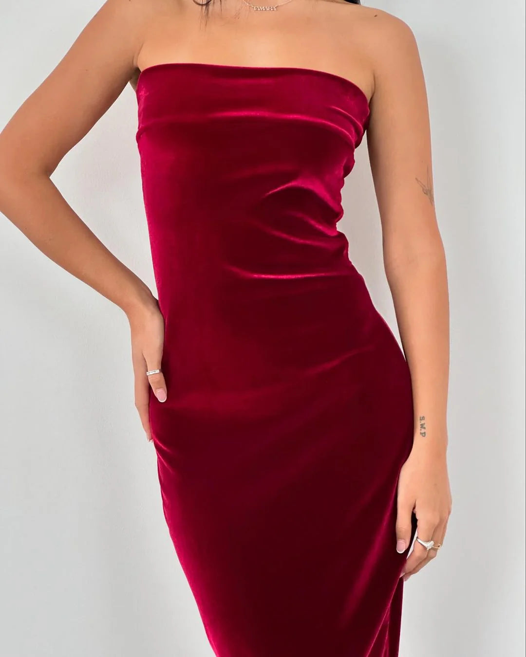 Weitese Formal Women's Dresses Strapless Sheath Long Prom Dress Burgundy Birthday Outfit Prom Dress Store