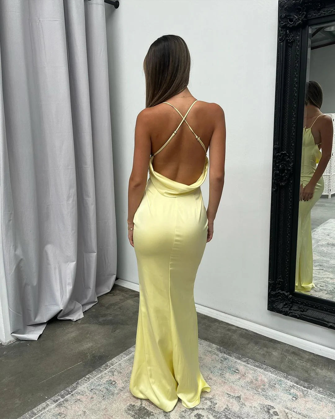 Weitese Formal Women's Dresses Yellow Sheath Long Prom Dress Formal Evening Gown Prom Dress Store