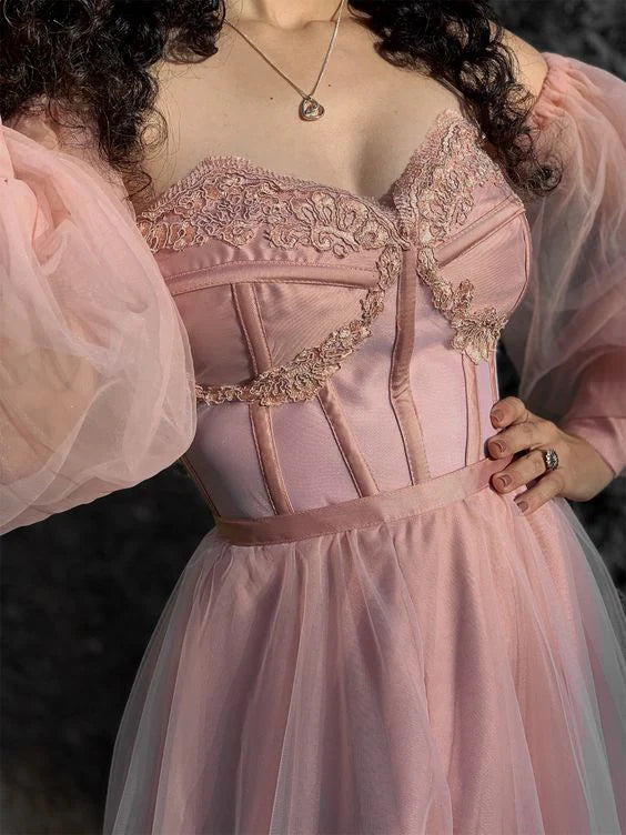 Robe de soirée longue rose en tulle à épaules dénudées pour femme, tenue de soirée formelle 