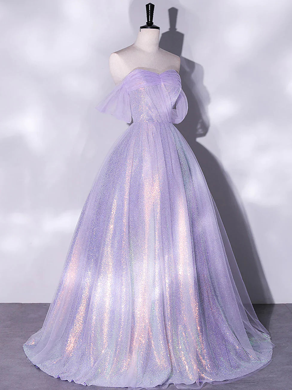 Robes de soirée Weitese pour femmes, robe de bal longue violette en tulle à paillettes, coupe trapèze, robes de soirée formelles, magasins de robes de bal 
