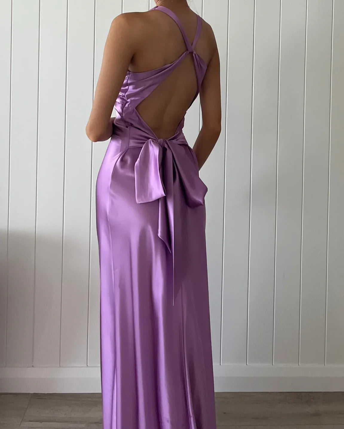 Weitese Dress Prom Dress Stores Elegant Purple V Neck Open Back Sheath Satin Long Prom Dress Party Dress Formal Wear Dresses