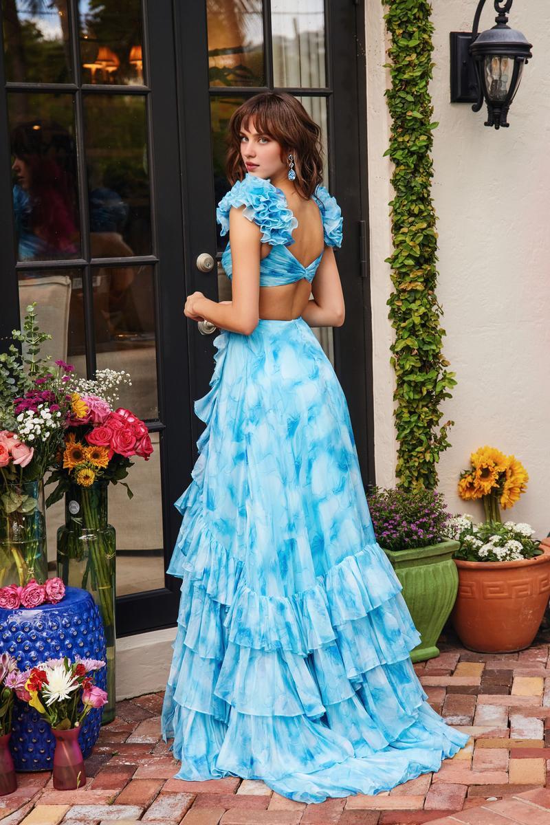 Prom Dress Stores Pink Ruffle Open Back Floor Length Sleeveless Tiered Dresses Evening Wear Formal Wear Dresses