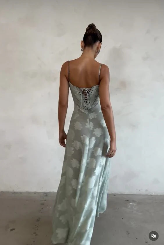 Weitese Dress Dresses Plus Size Formal Dusty Blue Spaghetti Straps A-Line Long Prom Dress Wedding Guest Dress Party Dress Formal Wear Dresses