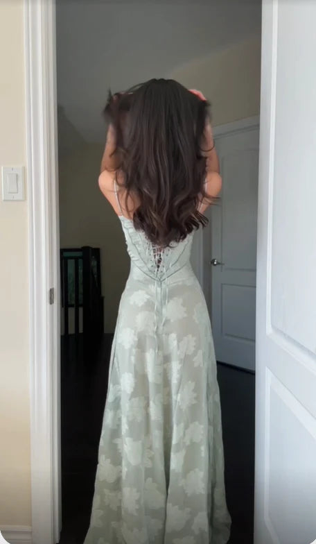 Robe Weitese grande taille, robe de soirée formelle, bleu poussiéreux, bretelles spaghetti, coupe trapèze, longue, robe de bal, robe d'invitée de mariage, robe de soirée, robes de soirée 