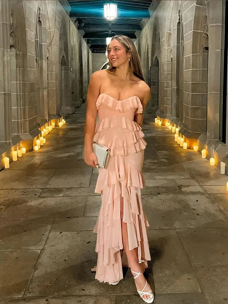 Weitese Dress Pink Sweetheart Sheath Layered Long Prom Dress Wedding Guest Dress Party Dress Formal Wear Dresses Dresses Plus Size Formal