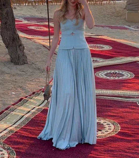 Weitese Dress Prom Dress Stores Light Blue Strapless A-Line Long Prom Dress Wedding Guest Dress Party Dress Formal Women's Dresses