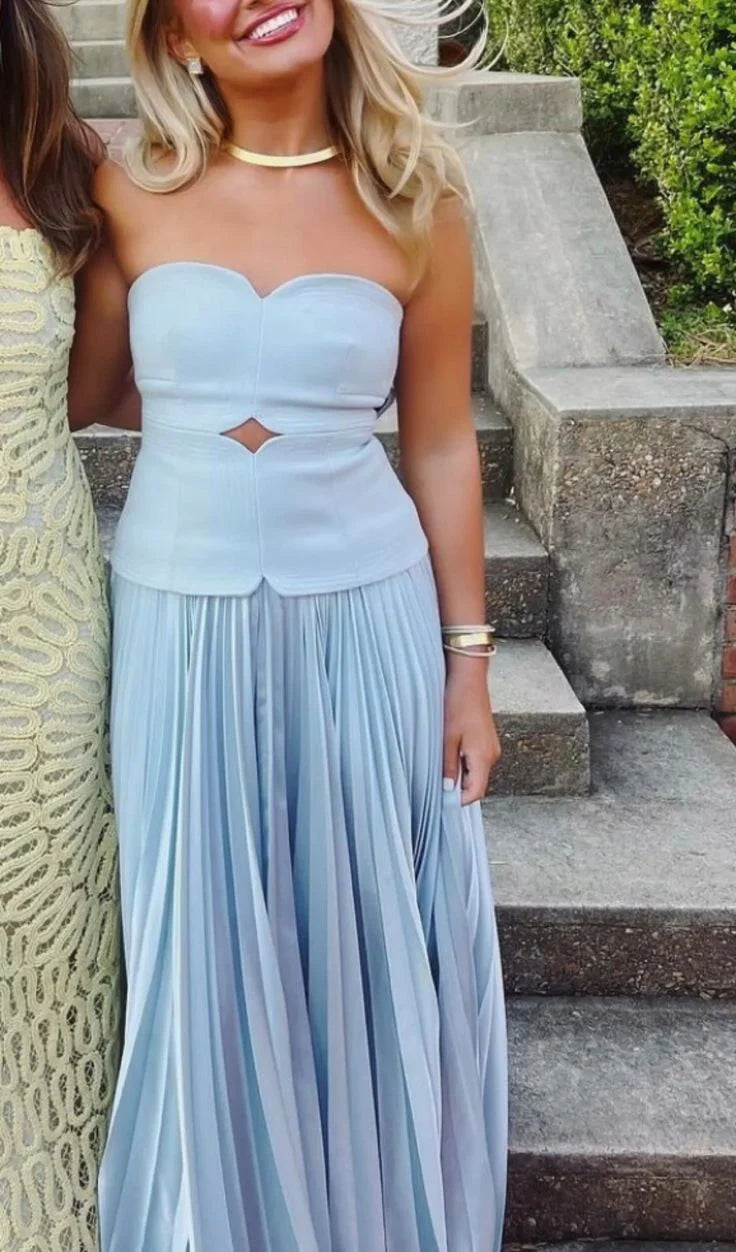 Weitese Dress Prom Dress Stores Light Blue Strapless A-Line Long Prom Dress Wedding Guest Dress Party Dress Formal Women's Dresses