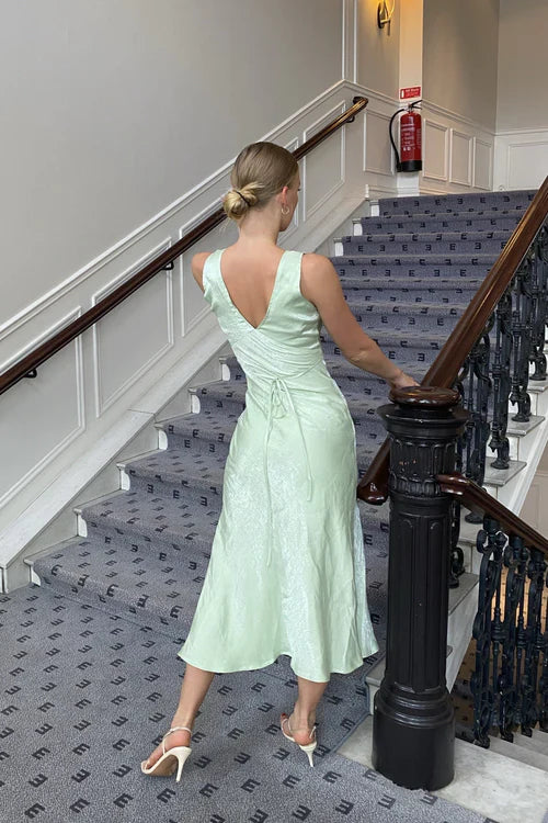 Weitese Formal Wear Dresses Sage Green V Neck Ankle Length Party Dress Wedding Guest Dress Prom Dresses Shops Formal Women's Dresses
