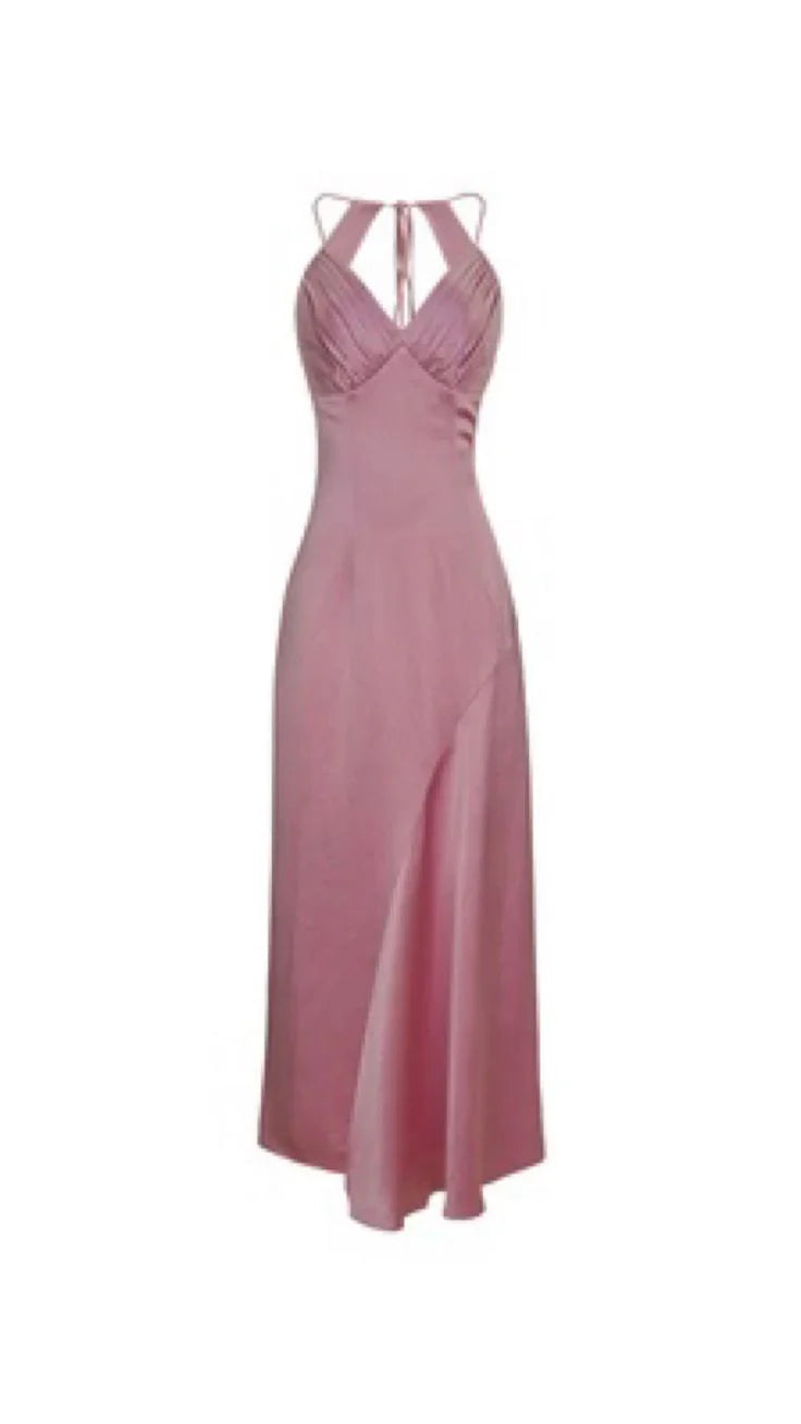 Robes de soirée Weitese Robe de bal longue en satin rose à col en V Robe d'invitée de mariage Robes de bal Boutiques Robes formelles pour femmes 