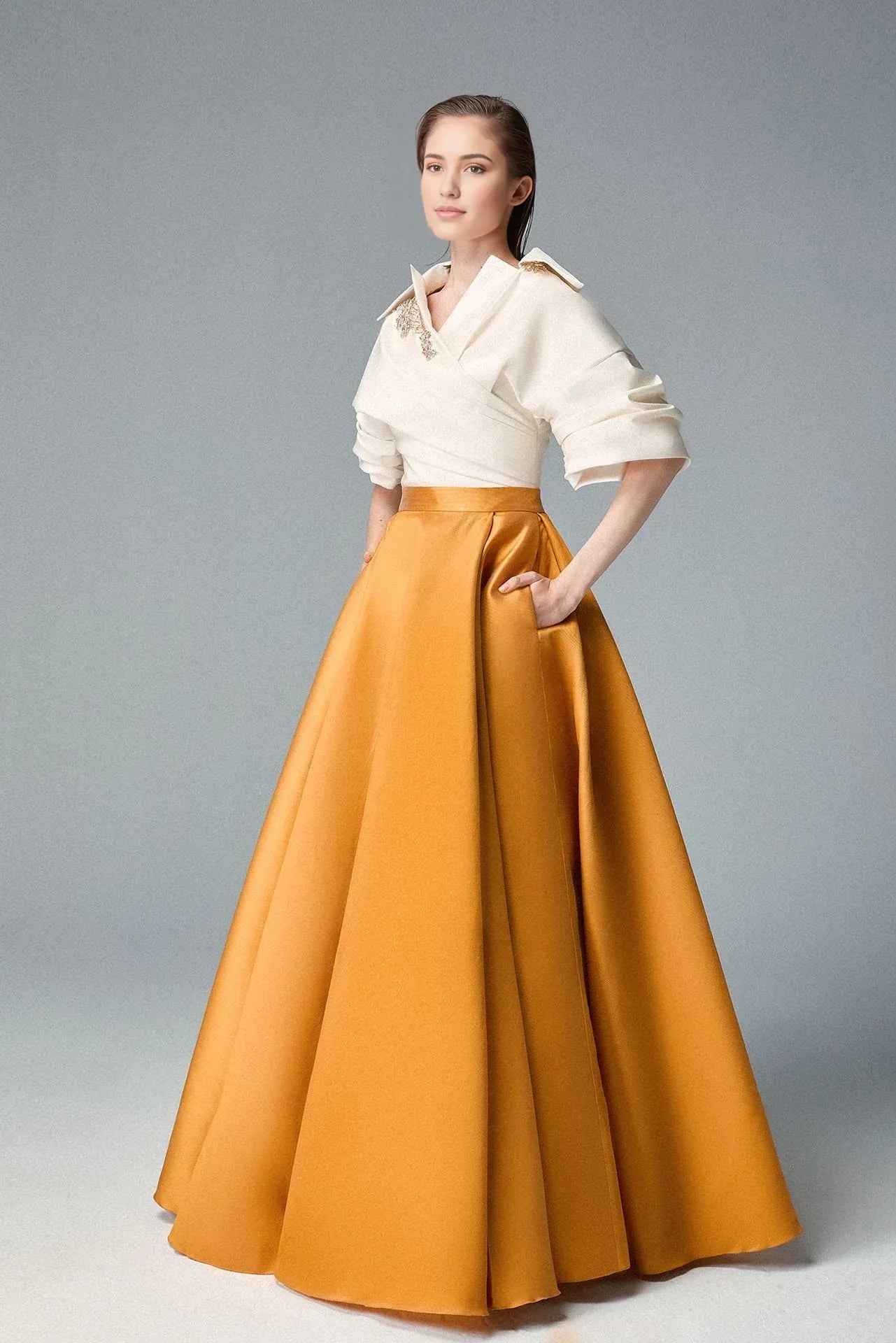 Prom Dresses Stores A-line V Neck Elegant Floor Length With Pocket Prom Dress Formal Women's Dresses