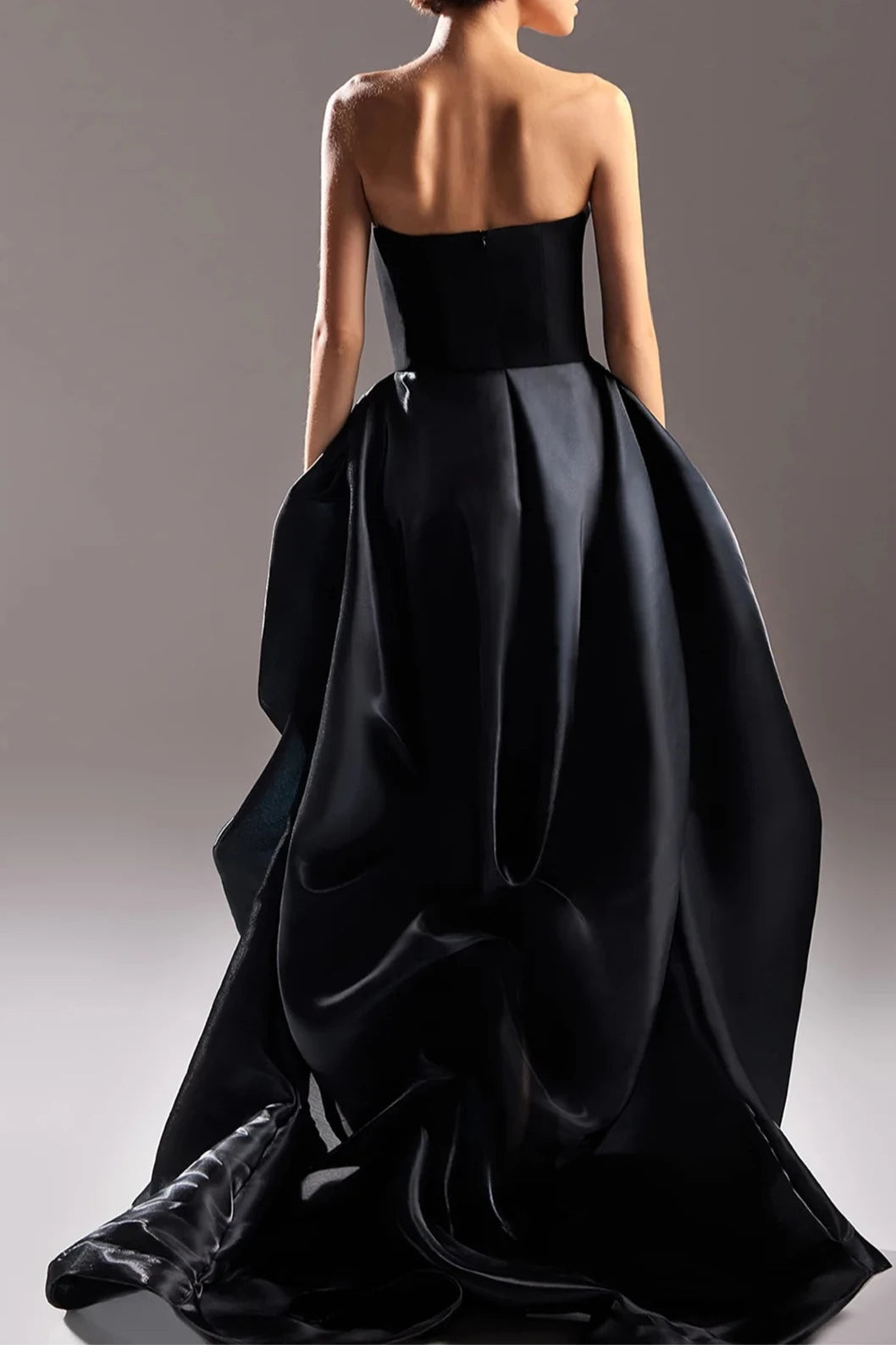Prom Dresses Stores Sleeveless A-line Black Strapless With Side Slit Prom Dress Formal Women's Dresses