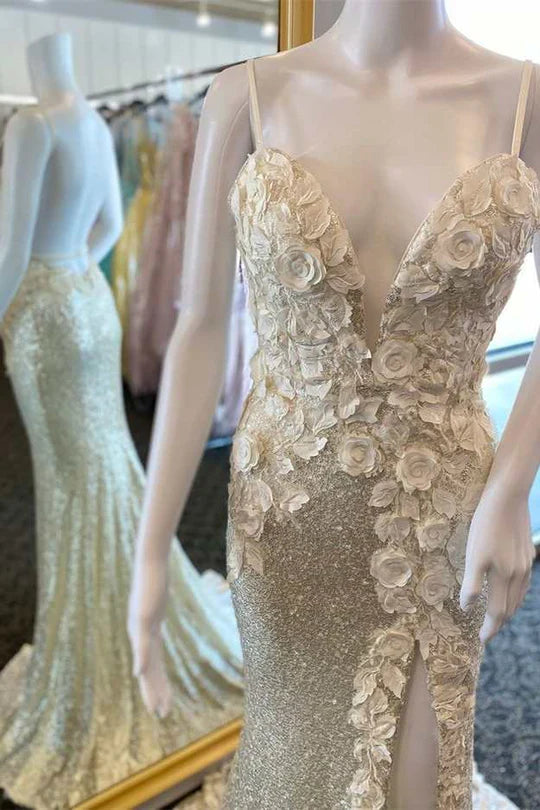 Superbe robe de bal longue sirène à paillettes